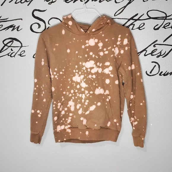 Essentials Zara Brown Bleach Dye Men's Basic Hoodie, M - Picture 1 of 6